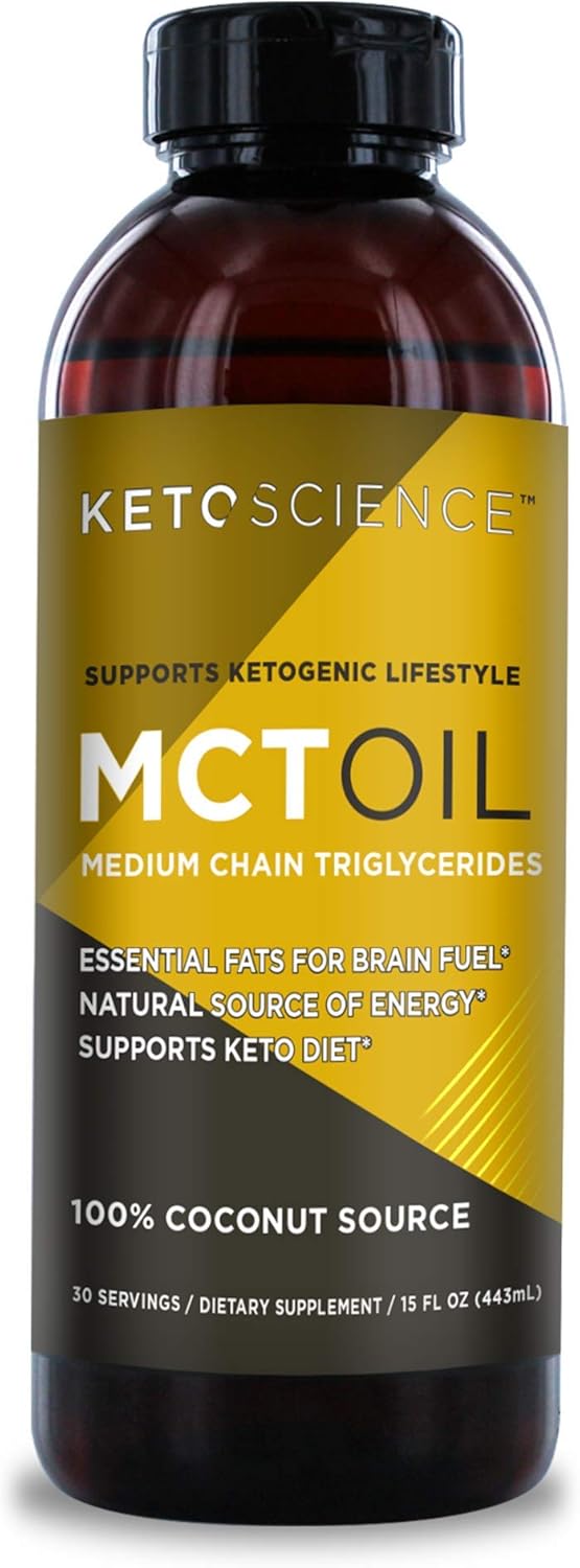 KETO SCIENCE Ketogenic MCT Oil, Dietary Supplement, Made from 100% Coconuts, Promotes Energy, Unflavored, 15 Fl Oz
