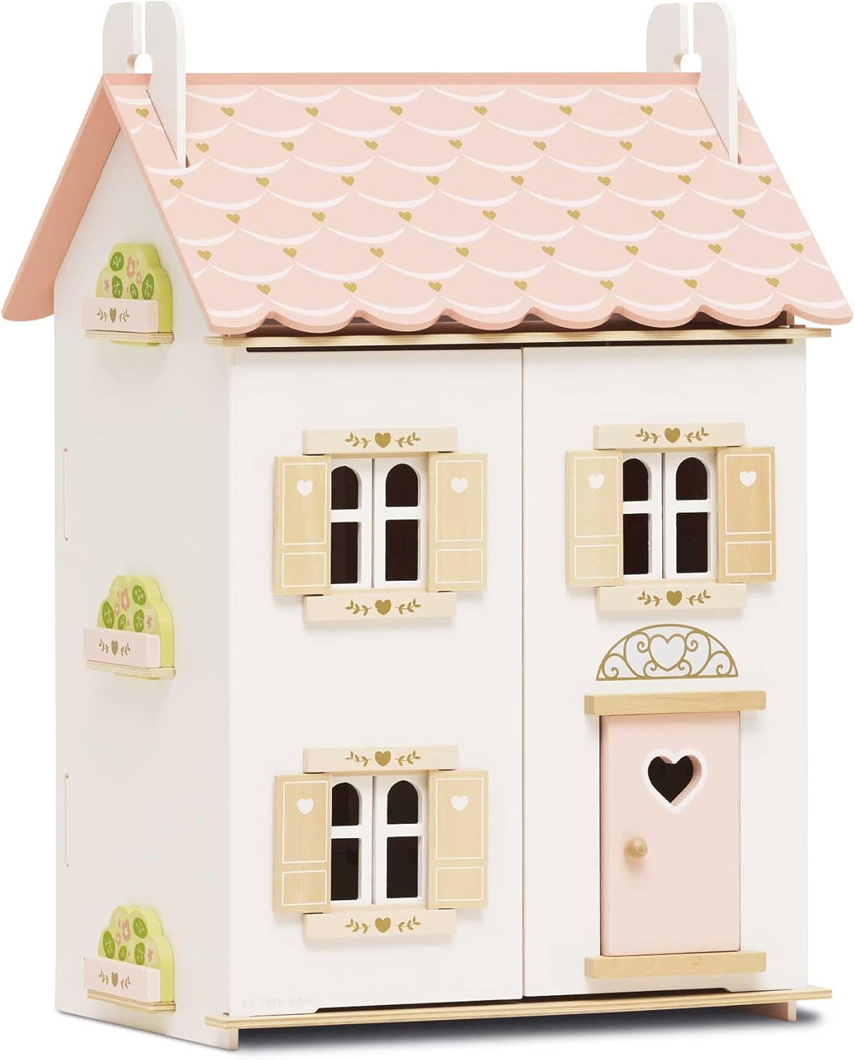 Le Toy Van – Rose Heart Wooden Doll House | Girls & Boys 3 Storey Wooden Dolls House Play Set - Suitable For Ages 3+