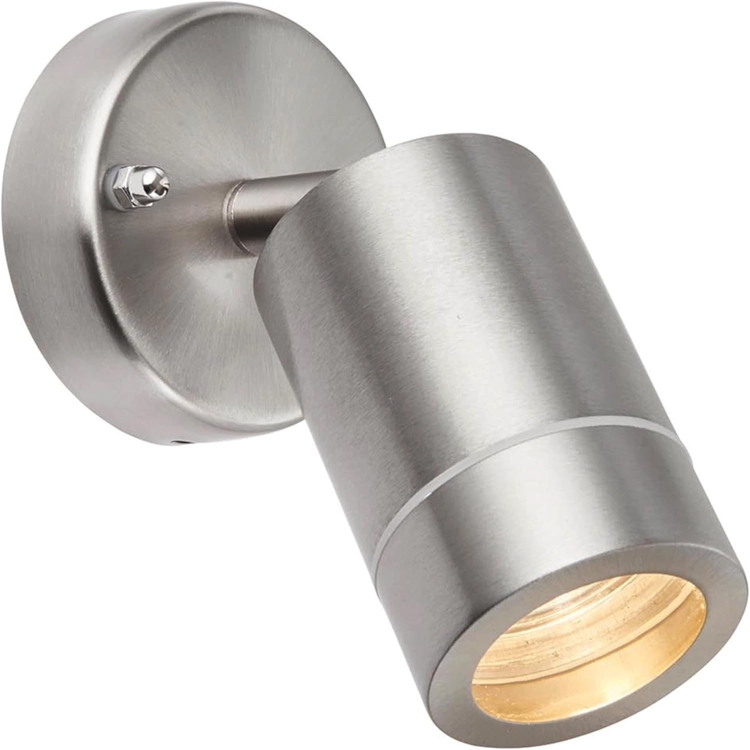 Palin Brushed Stainless Steel External Outdoor Security GU10 Adjustable Tilt Wall Spot Light IP44 Rated