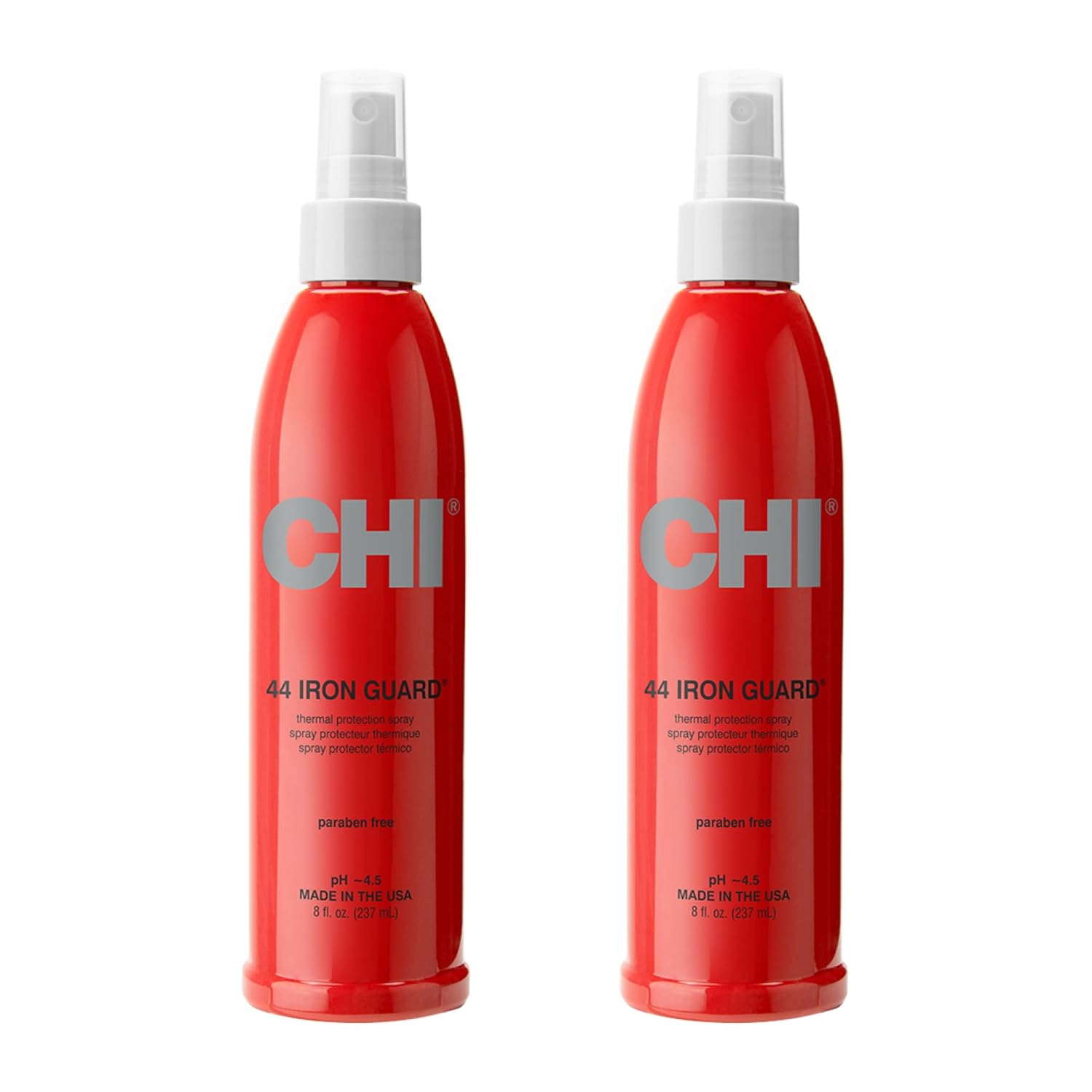 CHI 44 Iron Guard Thermal Protection Spray, Nourishing Formula Helps Resist Heat Damage to Hair & Tame Frizz, Clear, 8 Oz, Pack of 2