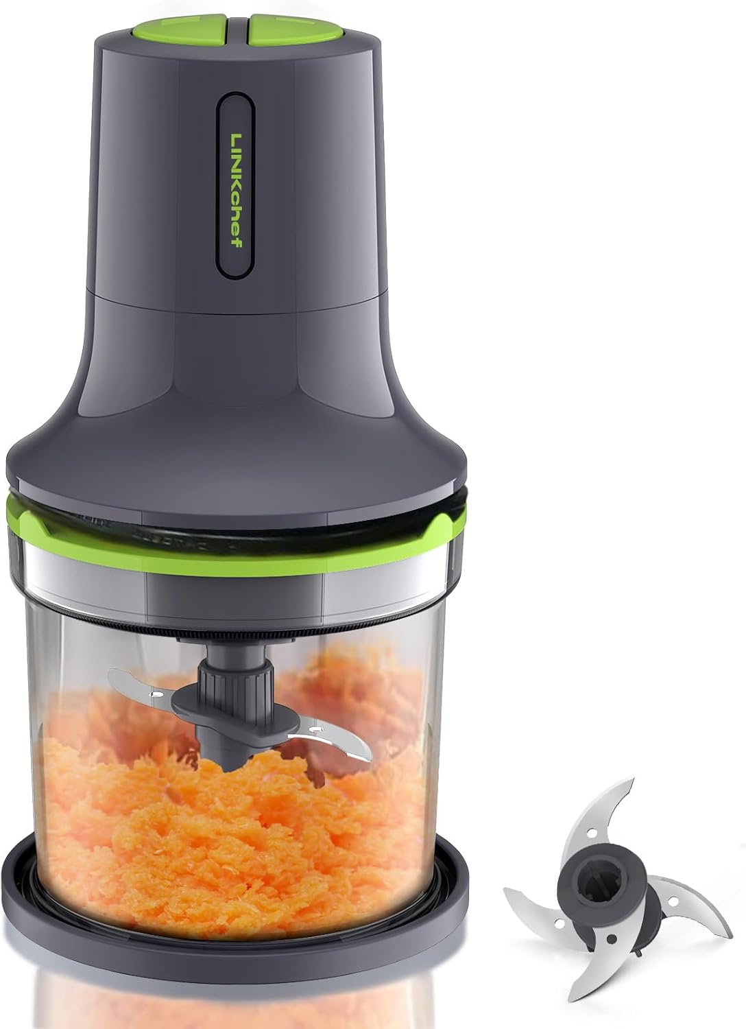 LINKChef Food Processor, Mini Chopper Food Processor Electric, 500ml Capacity Bowl, 2 Speed, 4 Bi-Level Blades, Power Cord Storage, Mini Food Processors for Meat, Vegetables,Onion and Baby Food, 260W