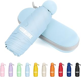 Yoobure Travel Umbrella Portable Compact Umbrella, Pocket Mini Umbrella for Purse UV Umbrella, Umbrellas for Rain Small Umbrella for Backpack, Sun Umbrella with Case Folding Umbrella for Kids Women