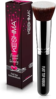 Flat Top Kabuki Foundation Brush By KESHIMA - Premium Makeup Brush for Liquid, Cream, and Powder - Buffing, Blending, and Face Brush