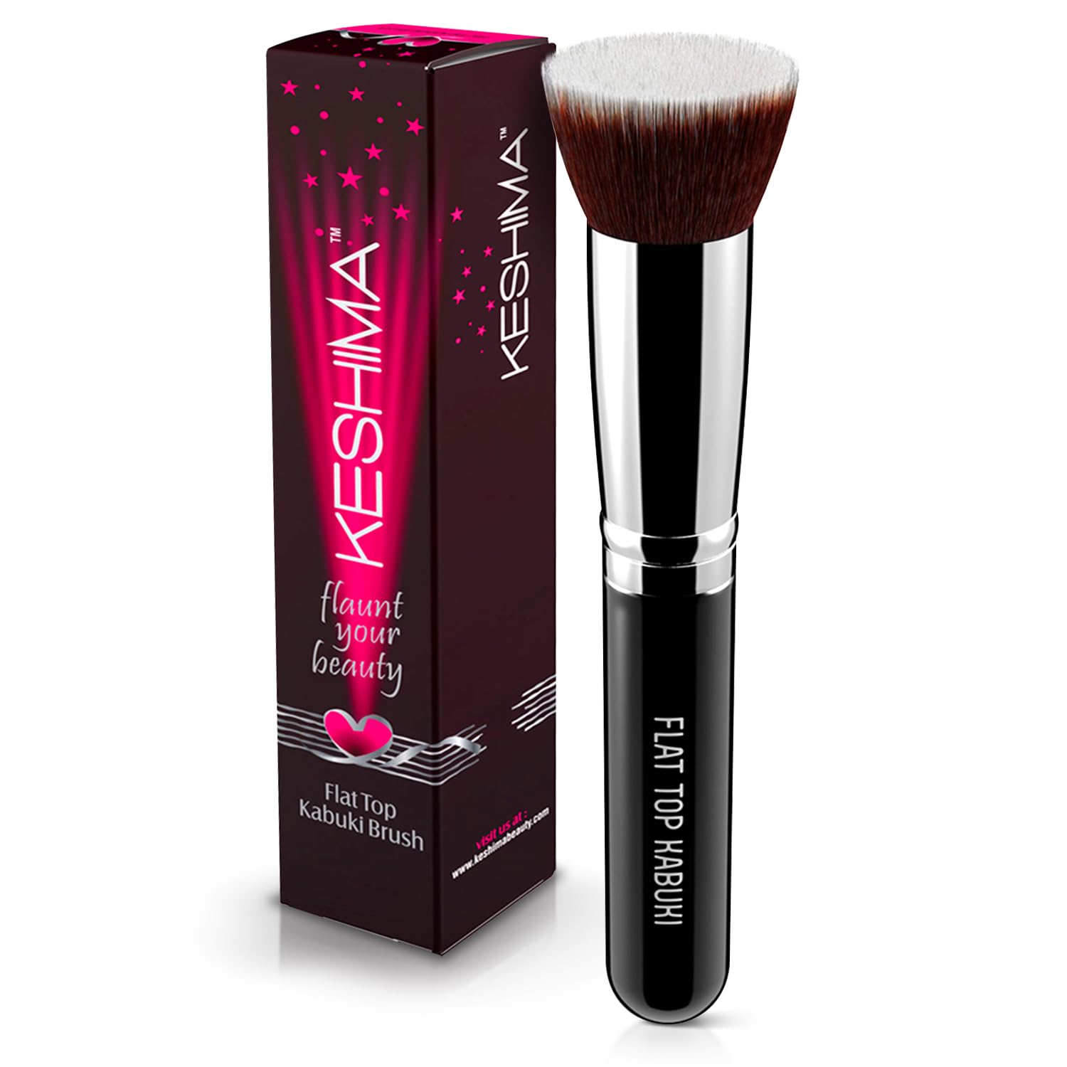 Flat Top Kabuki Foundation Brush By KESHIMA - Premium Makeup Brush for Liquid, Cream, and Powder - Buffing, Blending, and Face Brush