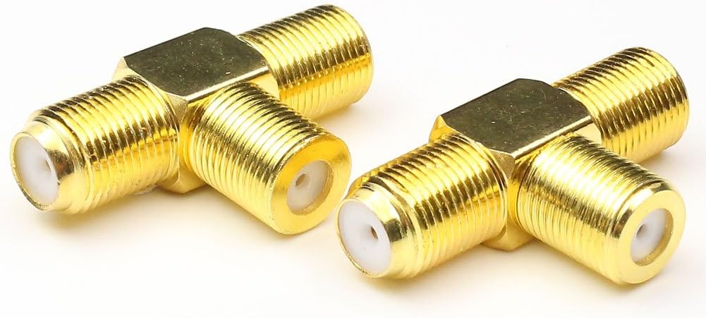 F Type Female Splitter - 3 Way Satellite TV Signal Splitter, RF Coax Coaxial Cable Adapters for TV Video Antenna - 2 Packs