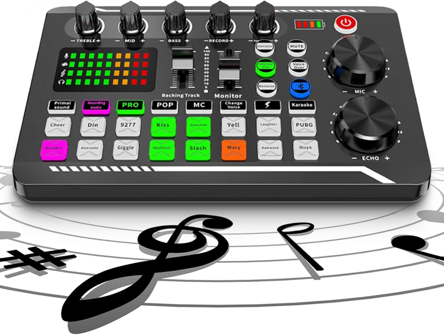 F998 Live Sound Card Audio Mixer with DJ Mixer Effects & Voice Changer - 16 Sound Effects, Bluetooth-Compatible Soundboard for Streaming/Podcasting/Gaming, Phone, Computer, PC