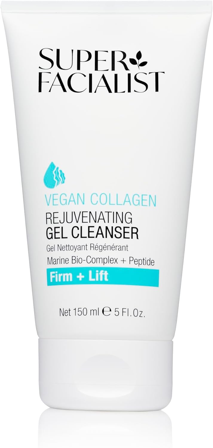Super Facialist Vegan Collagen Rejuvenating Gel Cleanser - Firming, Smoothing & Plumping, Gentle Face Cleanser & Face Care with Marine Bio-Complex, Seaweed and Hyaluronic Acid, 150ml