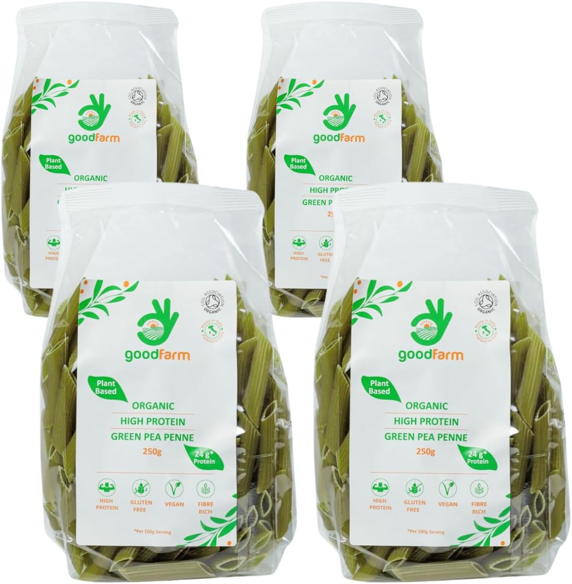 goodFarm Organic Green Pea Penne Pasta 1 kg - High Protein & Fibre, Gluten-free, Vegan, Low calorie