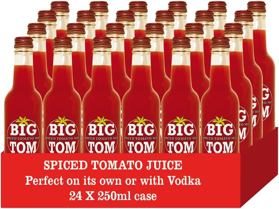 Big Tom Spiced Tomato Juice for Bloody Mary Mix - 250ml Bottles (24 Pack) | Vegan-Friendly Drink