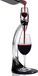 Vinturi Deluxe Essential Pourer and Decanter Tower Stand Easily and Conveniently Aerates Bottle or Glass and Enhances Flavors with Smoother Finish, Red Wine Set, Black