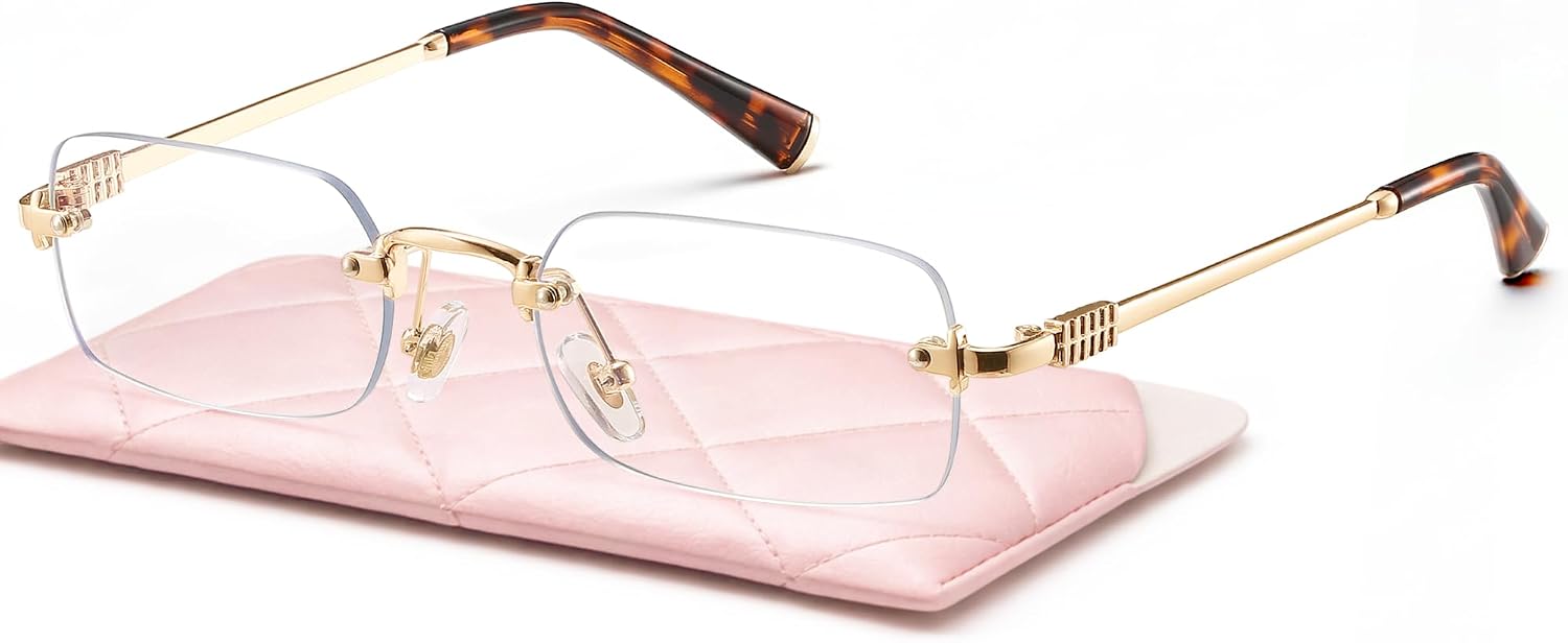livho Blue Light Blocking Glasses for Women and Men, Lightweight Metal Frame Computer Glasses, Anti Eye Strain, UV Protection
