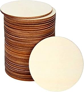 Blisstime 36 Pcs 3 Inch Unfinished Wood Circles for Crafts, Wood Rounds for Crafts, Round Wood Discs for Crafts, Painting, Writing, DIY Supplies, Engraving and Carving, Home Decorations