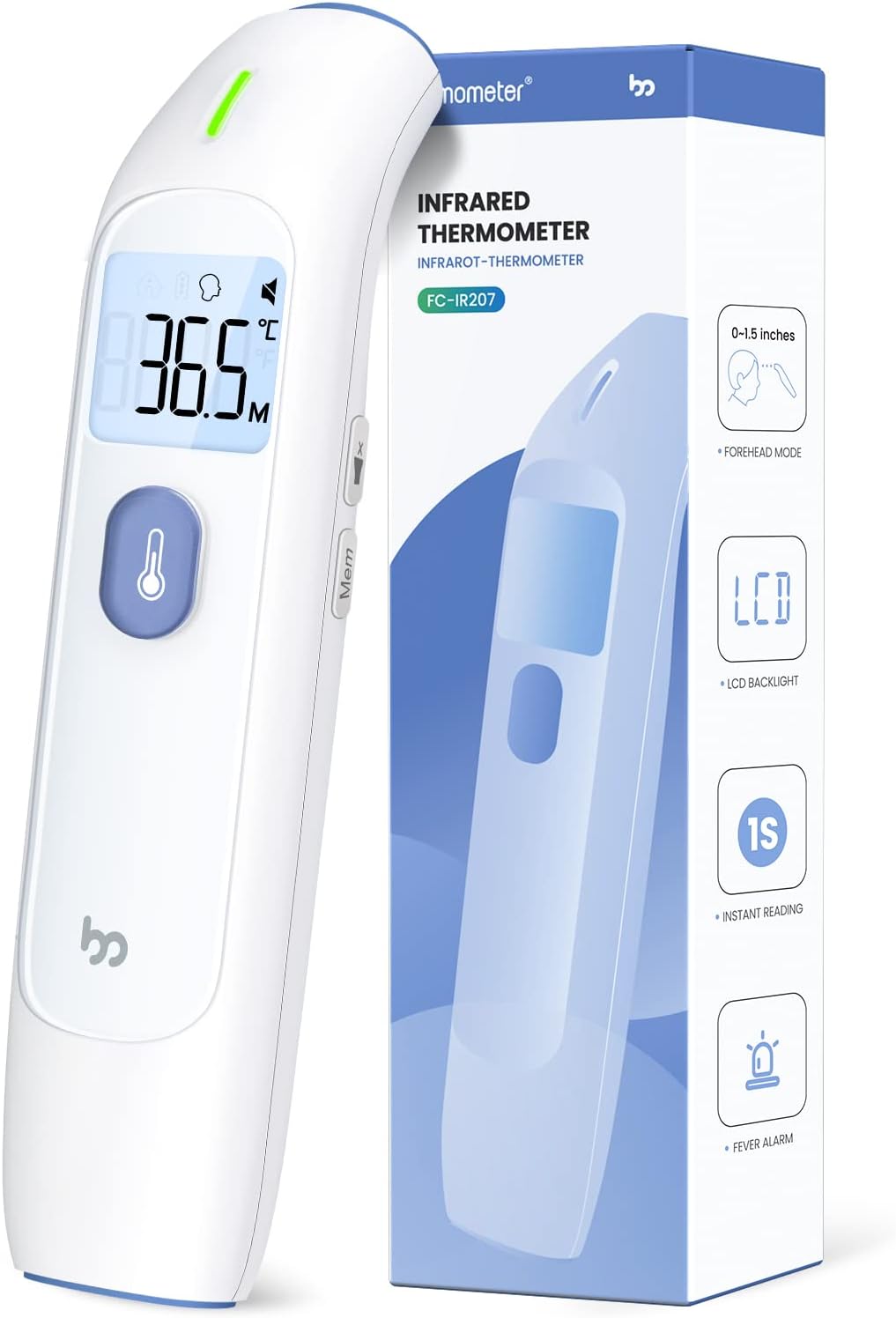 Forehead Thermometer for Kids and Adults, Infrared Thermometer for Fever, Digital Non-Contact Thermometers with Sensitive Results and Memory Function