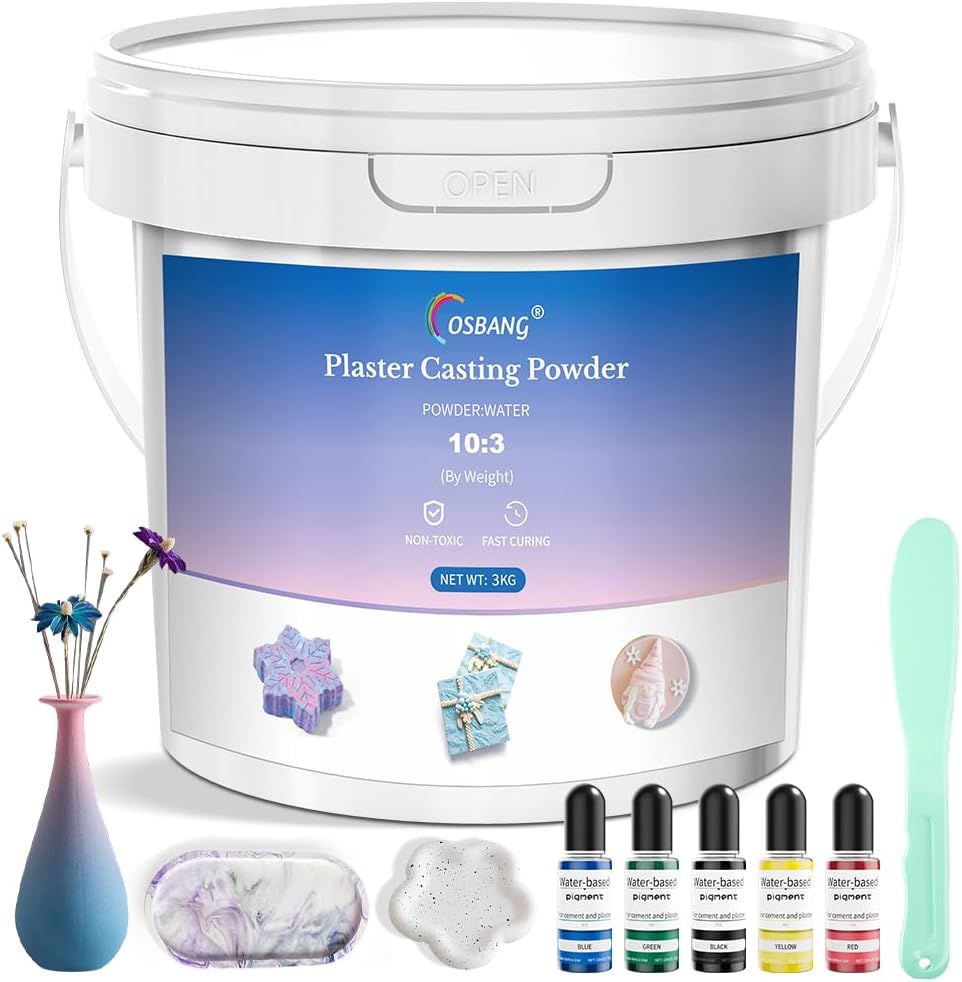 OSBANG Plaster Casting Powder 3000G/105 OZ, Water Activated Fast Curing Kit, 20–30 Min Demold, Beginner Friendly Material for Resin Molds, Crafts & DIY Art