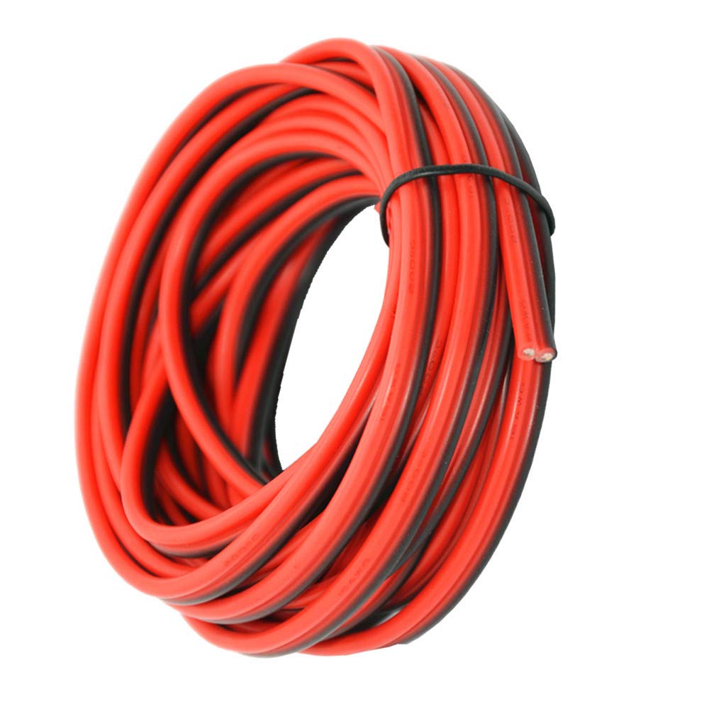 16 AWG Silicone Electrical Wire 6 Meter [Black 3 m Red 3 m] 2 Conductor Parallel Wire line Soft and Flexible 1.3mm² Hook Up Oxygen Free Strands Tinned Copper Wire TUOFENG