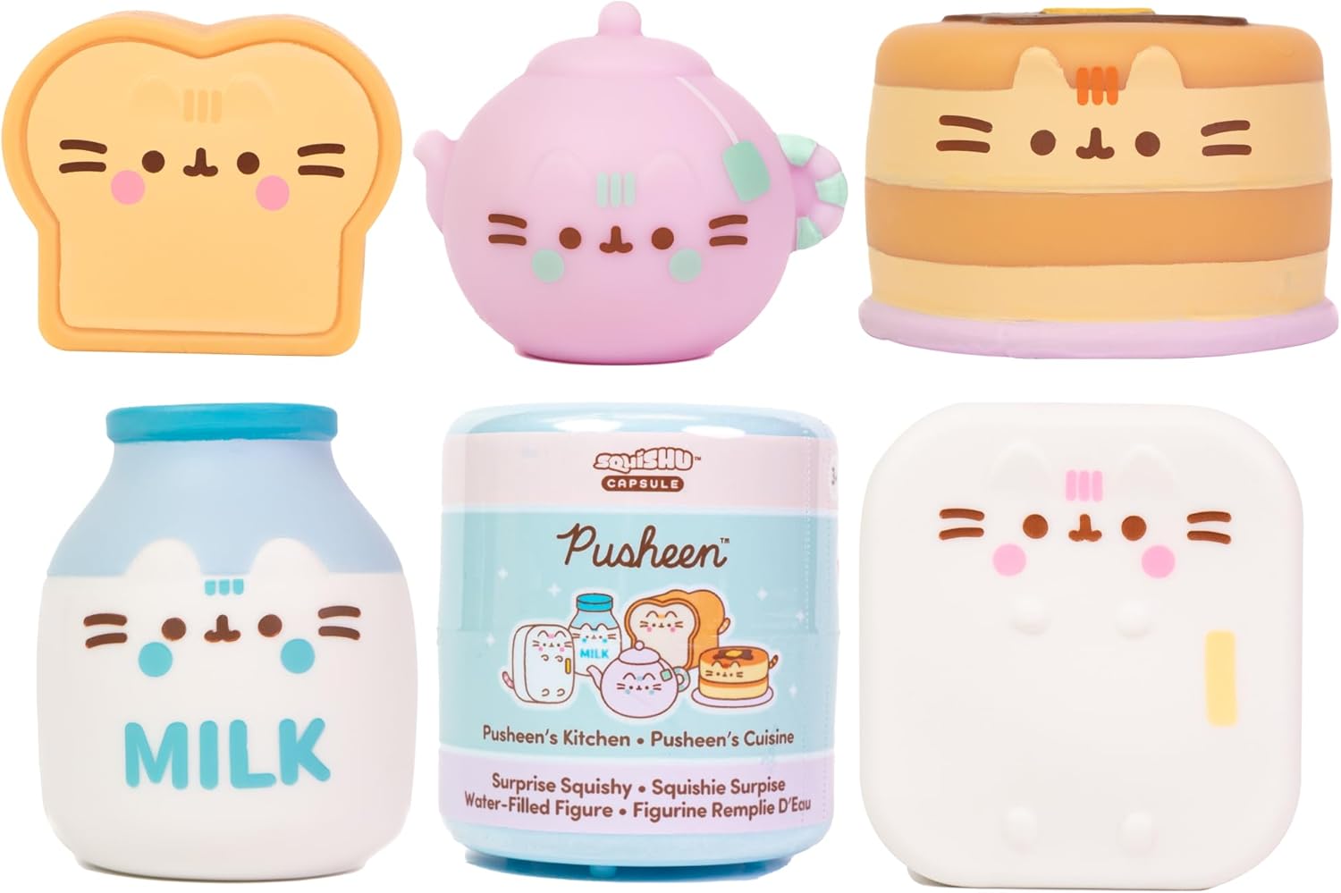 Hamee Pusheen The Cat [Kitchen Series] Cute Water Filled Squishy Toy [Birthday Gift Bags, Party Favors, Gift Basket Filler, Stress Relief Toys] – 1 Pc. (Mystery – Blind Capsule)