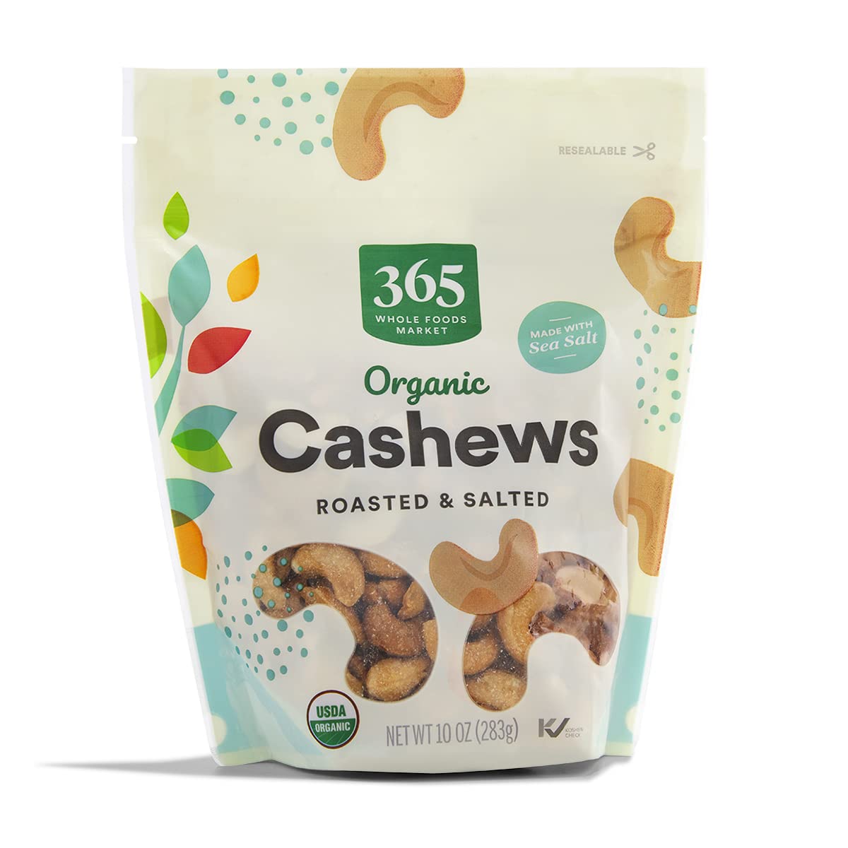 365 by Whole Foods Market, Organic Roasted & Salted Cashews, 10 Ounce