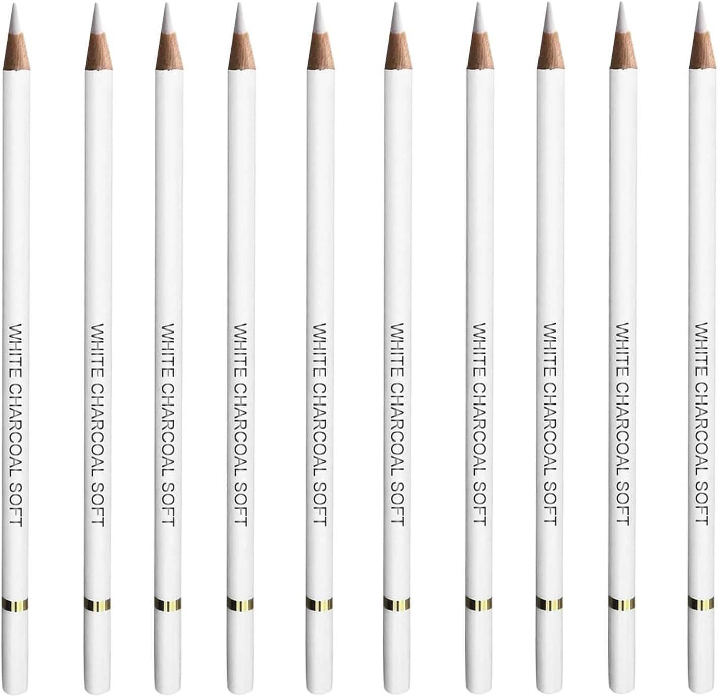 QGH 10 Pcs White Charcoal Pencils for Drawing: Professional Drawing Pencil Set for Artists – White Pencils for Highlights, Sketching, Shading –Ideal for Charcoal Drawings, Art, Crafts, Fine Detailing