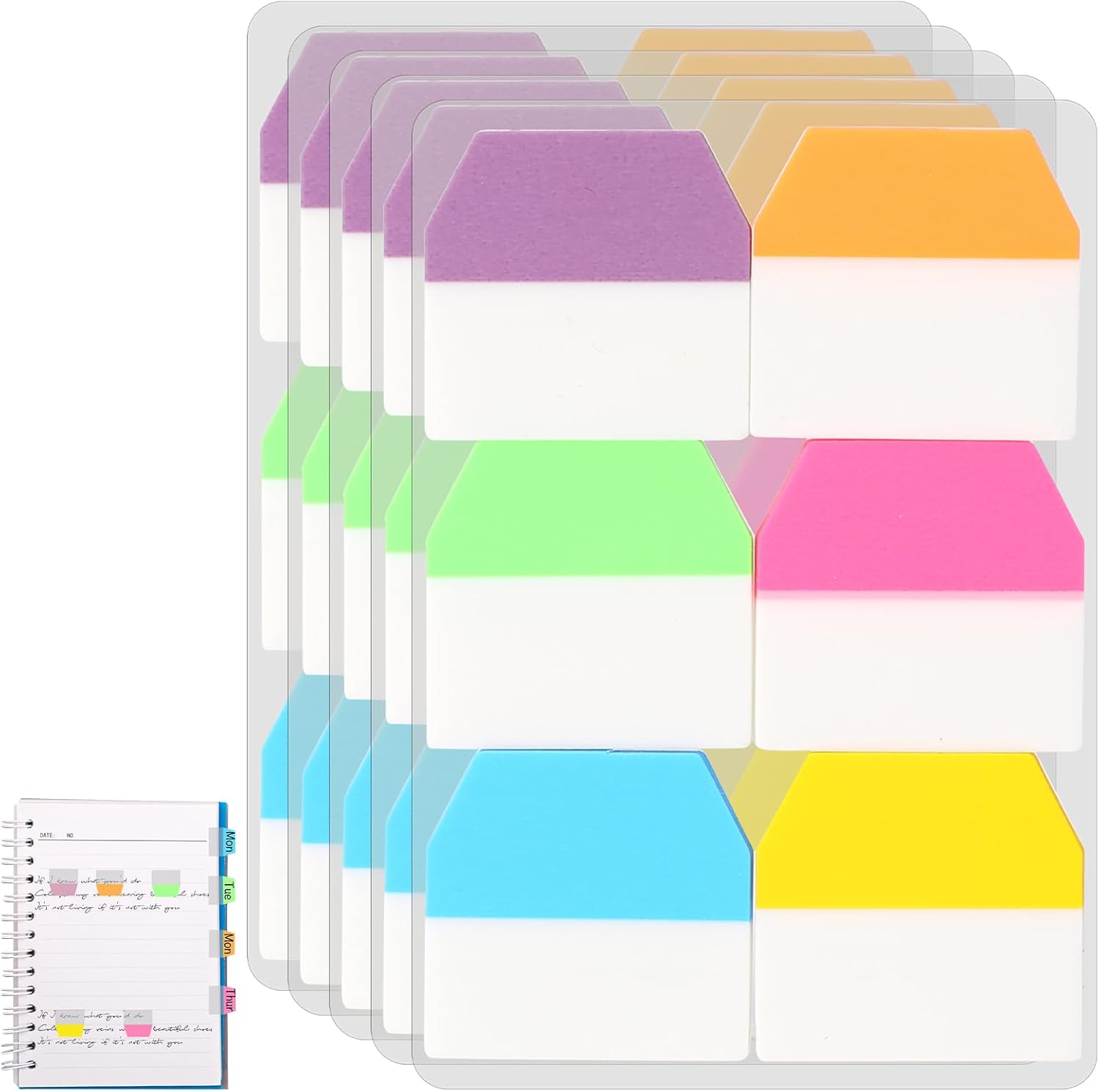 600 PCS Sticky Index Tabs Flags Set Writable Sticky Index Tabs Transparent Book Tabs Medium File Tabs Flag Filing Tabs Page Markers Tape Flags for Book Tags Stickers Index Markers Office School