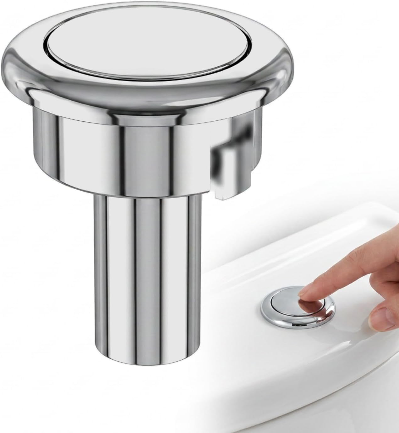 Toilet Push Button for Siamp Storm 33A, 48mm Single Flush Button Replacement with Chrome Finish, Toilet Cistern Flush Accessories for 38-44mm Hole, ABS Toilet Button Pusher Repair Parts