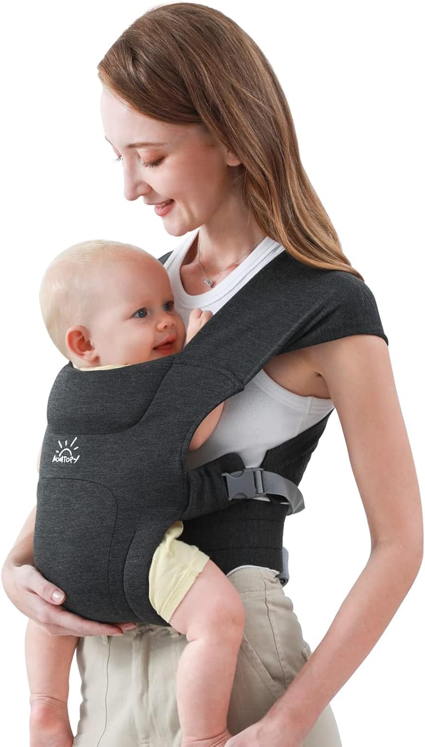 Baby Carrier, Baby Sling, Baby Carriers from Newborn, Ergonomic, Cozy and Lightweight Infant Carrier for 3-12kg, Effortless to Put On, Ideal for Hands-Free Parenting, Enhanced Lumbar Support, Grey