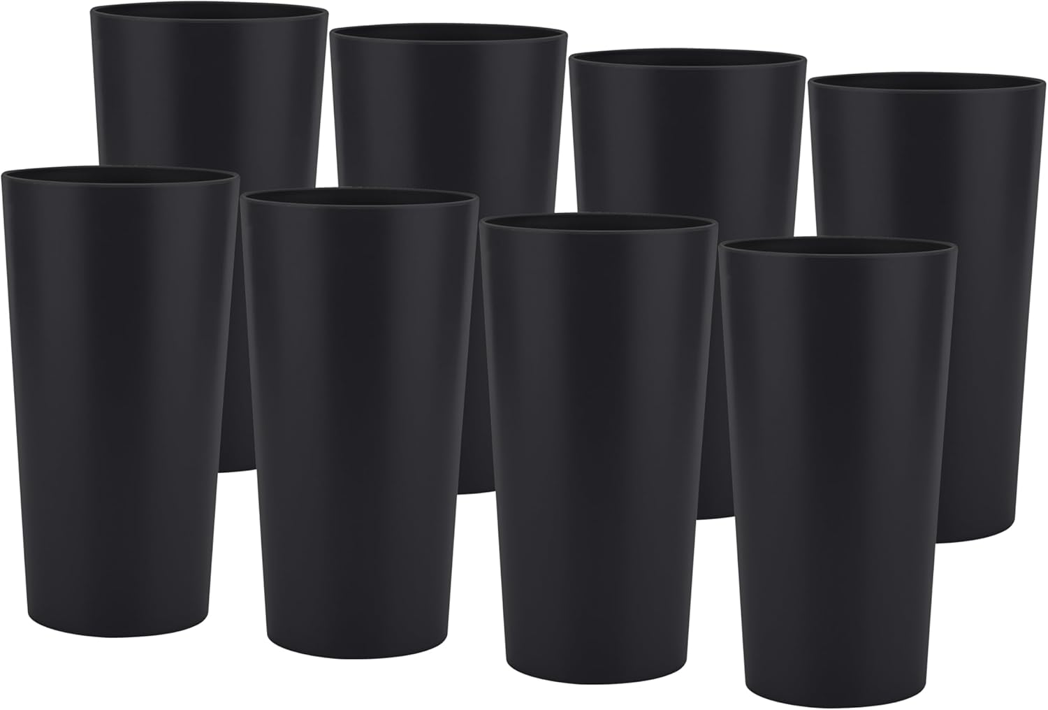 26-ounce Plastic Drinking Glasses Stackable Tumblers Water Cups Mixed Drinkware set of 8 Black, Reusable Shatter-resistant Dishwasher Safe