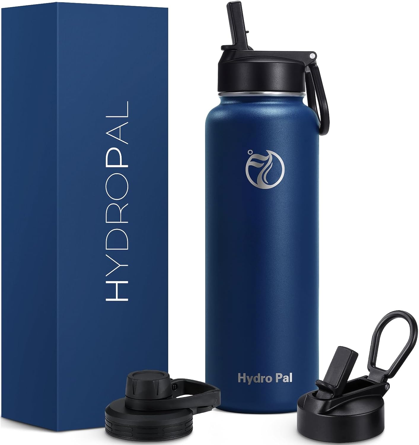 HydroPal Vacuum Insulated Stainless Steel Water Bottle, 1200ml/1000ml/750ml- 2 Lids (Straw Lid and Spout Lid), 2 Straws Water Bottle for 12 Hours Hot & 24 Hours Cold Drinks, Great for Work, Travel