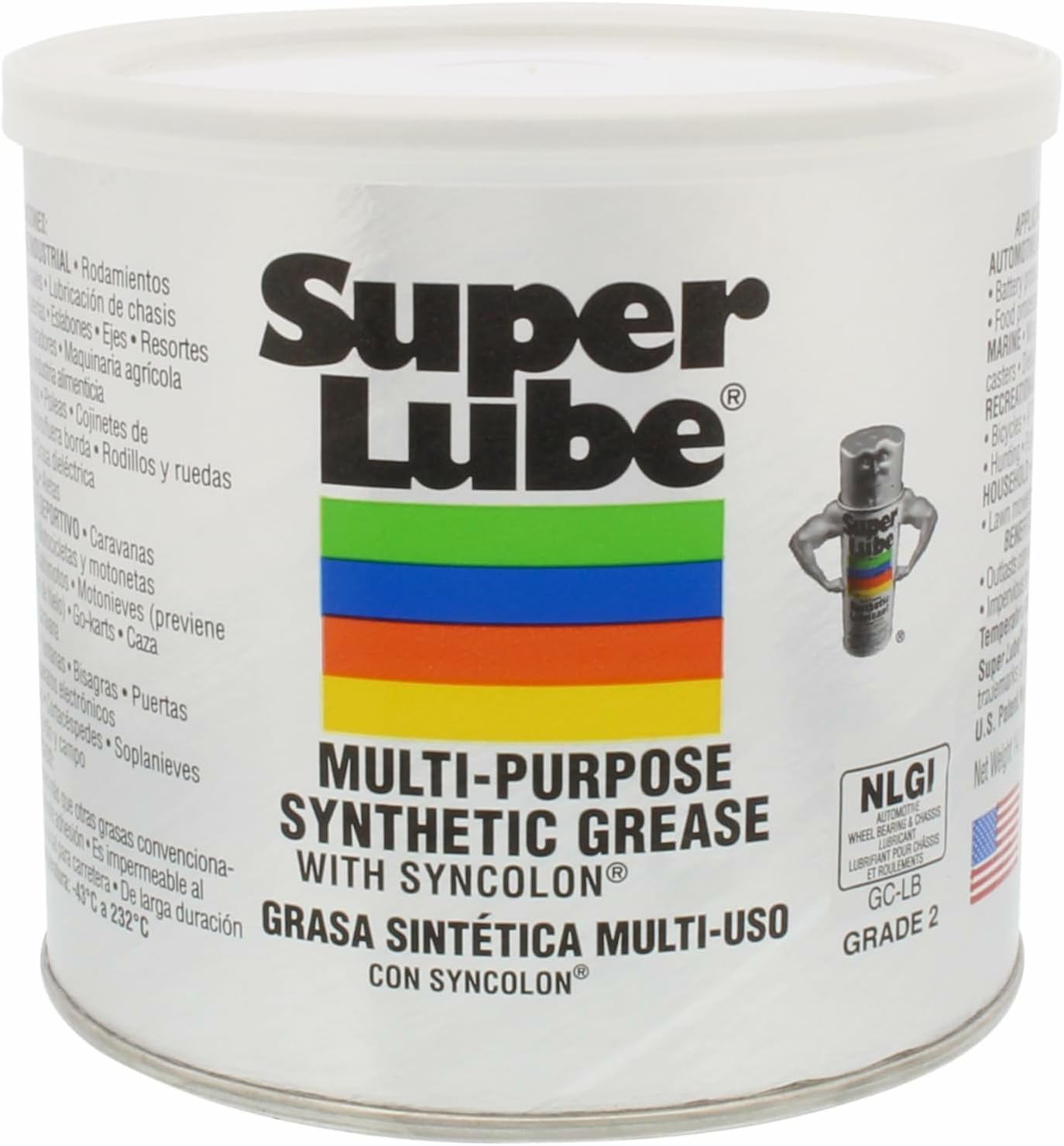 Super Lube 41160 Synthetic Grease (NLGI 2), 14.1 oz Canister, Translucent White by Super Lube