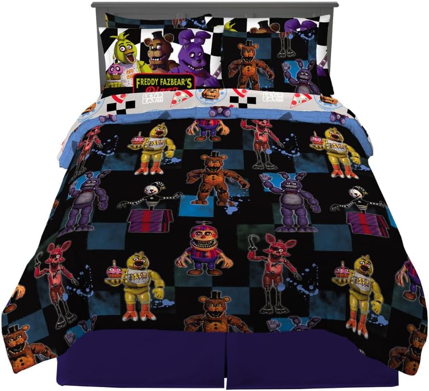 Franco Five Nights at Freddy's Kids Bedding Super Soft & Cozy Comforter and Sheet Set with Sham, 7 Piece Queen Size, (Officially Licensed Product)