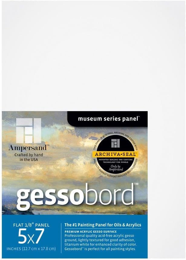 Ampersand 5x7 3/Pack Art Panel, White, Acrylic & Oil Paint Type, Wood Material, 5.91 x 7.87 Inches