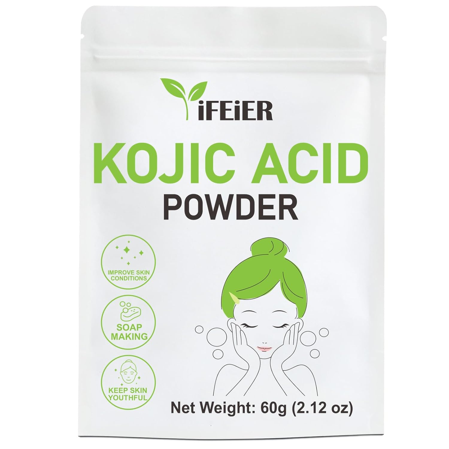Pure Kojic Acid Powder 60g(2.12oz) for Skincare Products and Homemade Cosmetics. Natural and Organic Kojic Acid Dipalmitate Powder for DIY lotions | creams | serums | soaps