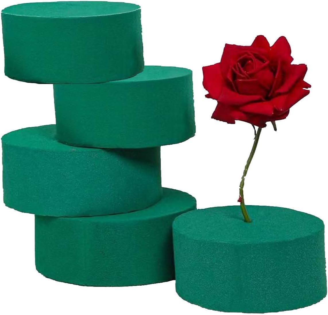 5-Pack Round Floral Foam for Flower Arrangement | Cuttable styrofoam standard rounds: works with fresh/artificial flowers for wedding/home decor, florist & DIY bouquets.