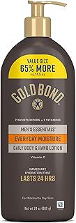 GOLD BOND Men's Essentials Everyday Moisture Daily Body & Hand Lotion with Vitamin C, Formulated for Men's Dry Skin, Value Size, 24 oz.