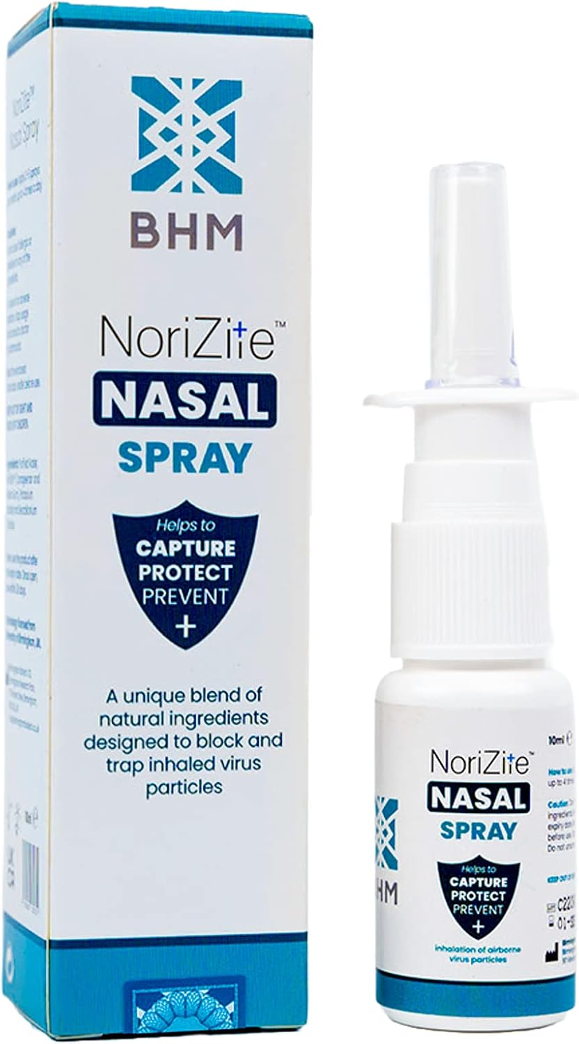 BHM NoriZite Nasal Spray – New Long-Lasting Natural Barrier Designed to Help for Virus Protection, Cold & Flu Blocker, Allergy & Hayfever Prevention | Scientifically Proven 6+ Hrs Protection (10m)