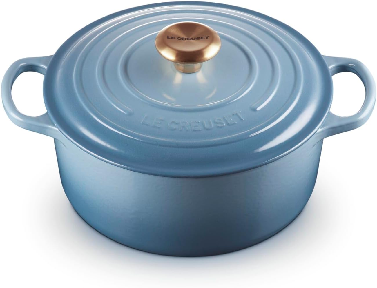 Le Creuset Signature Enamelled Cast Iron Round Casserole Dish With Lid, 24 cm, 4.2 Litre, Chambray, 21177244344441