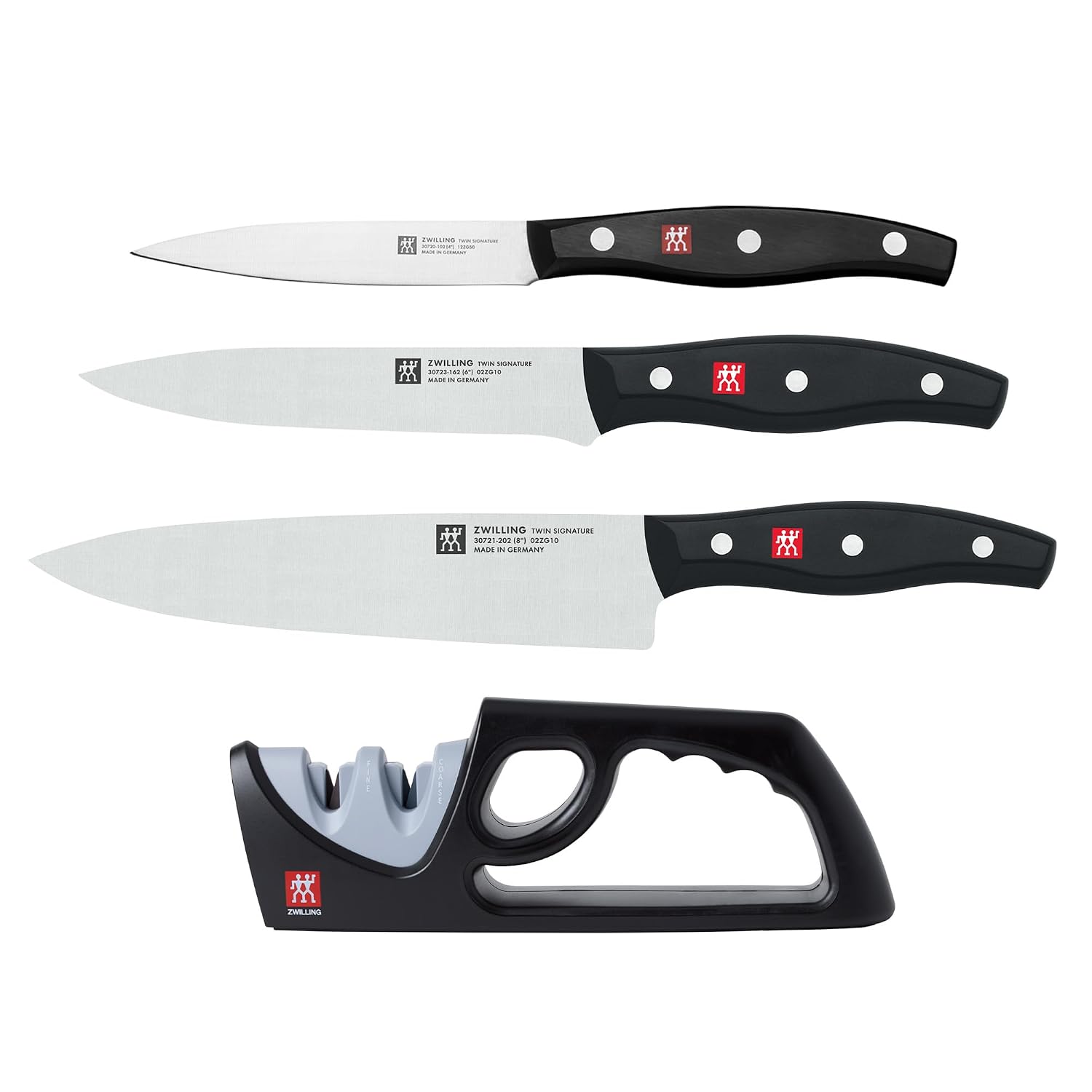 ZWILLING Twin Signature 3 pc Knife Set with Sharpener, German Knife Set