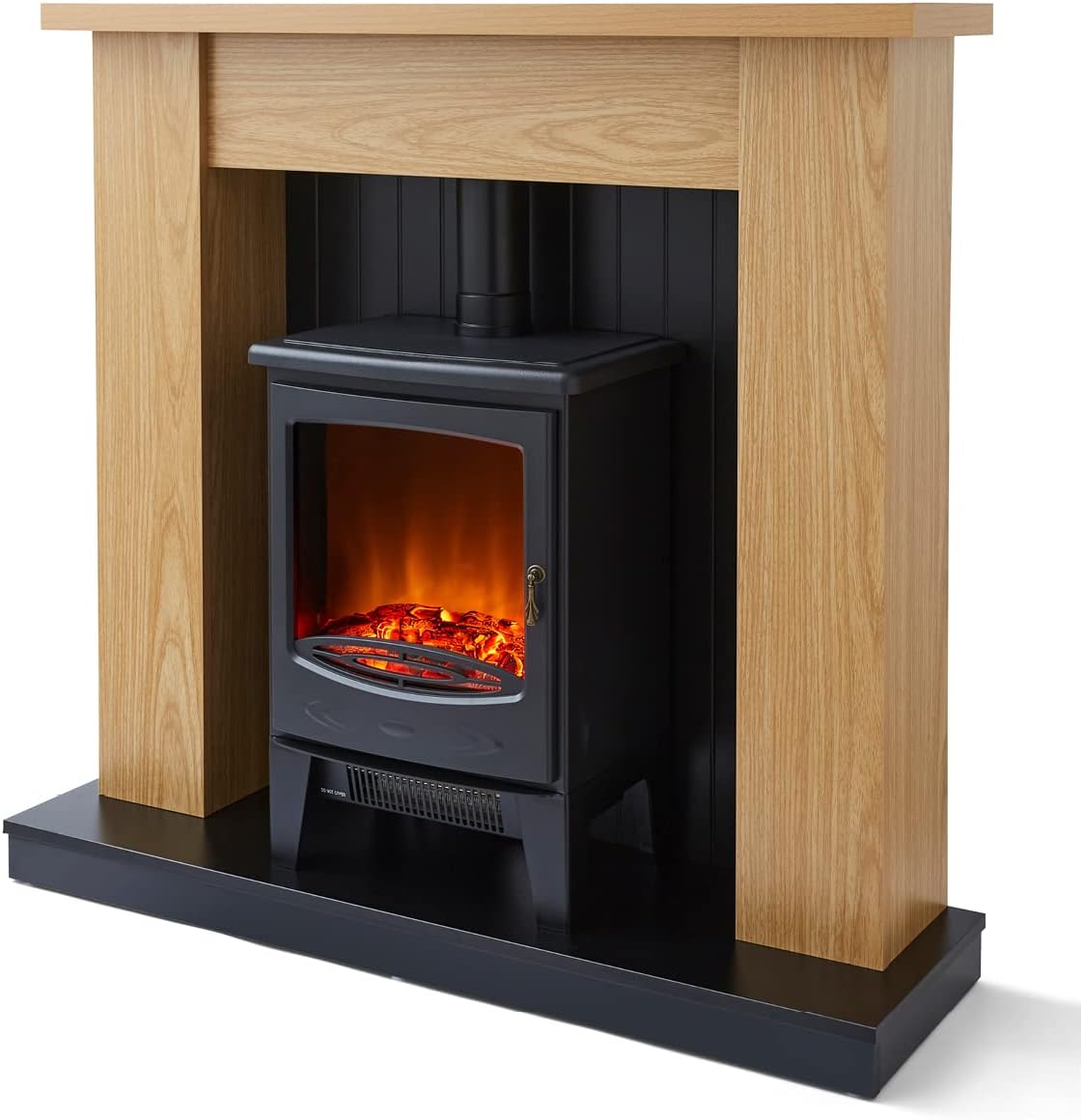 Warmlite WL45043 Cambridge Fireplace Stove Suite with Two Heat Settings and Realistic LED Flame Effect, 1850W, Black