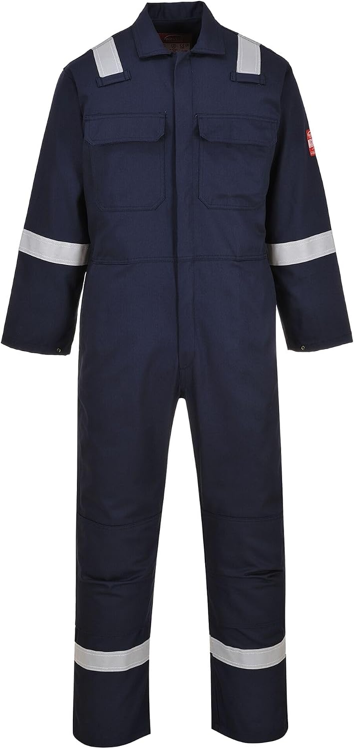 Portwest BIZ5 Men's Hi Vis FR Coveralls Stud Front Ample Storage Reflective