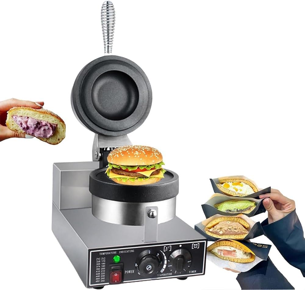 WYWY Electric Burger Maker Machine, Nonstick Hamburger Press Baking Machine, UFO Burger Maker, 1200W Commercial Panini Press Sandwich Maker for Household & Commercial Use(110V)