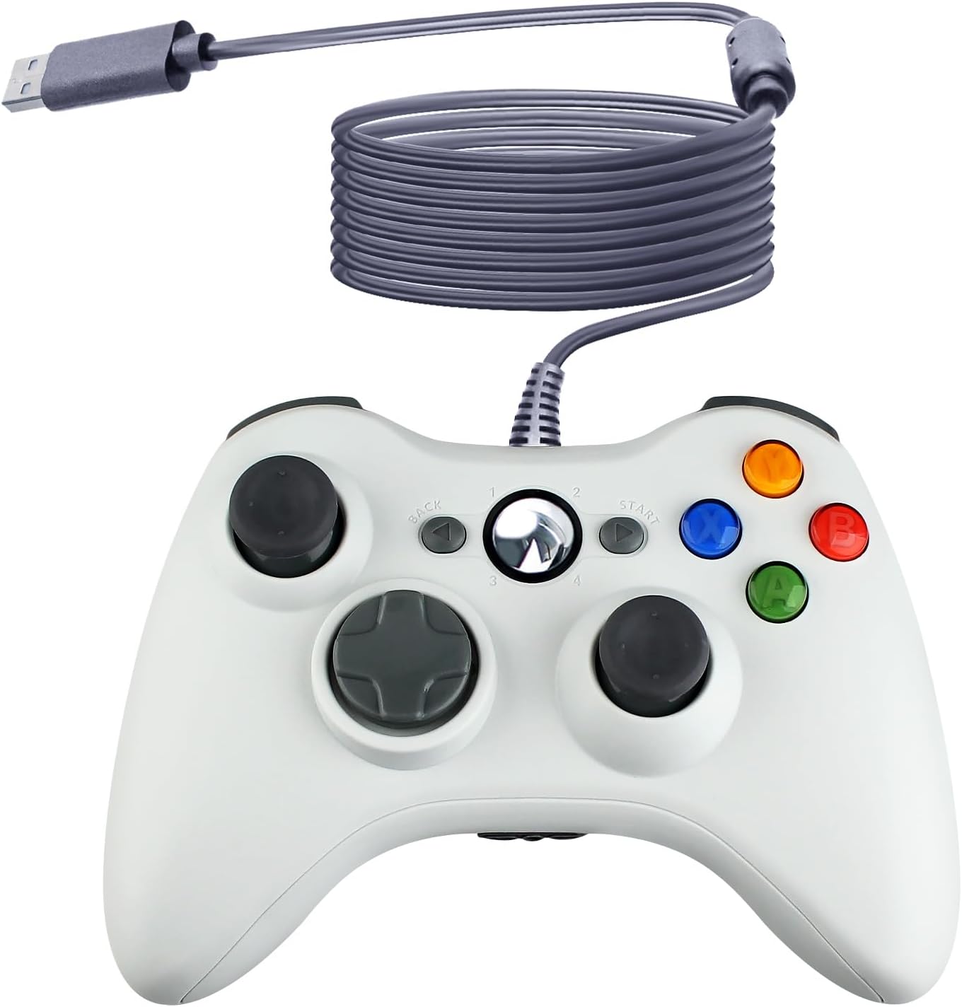 OSTENT Wired USB Controller Gamepad Joystick for Microsoft Xbox 360 Console Windows PC Laptop Computer Video Game Color White