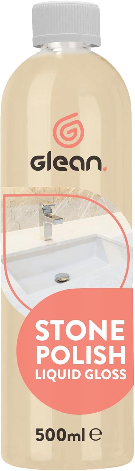 GLEAN Natural Stone Polish Liquid Gloss | 500ml | Stone Colour Restorer for Granite, Marble, Quartz & Ceramic | High Shine Worktop & Floor Polish | Indoor & Outdoor Use | Quartz Worktop Cleaner