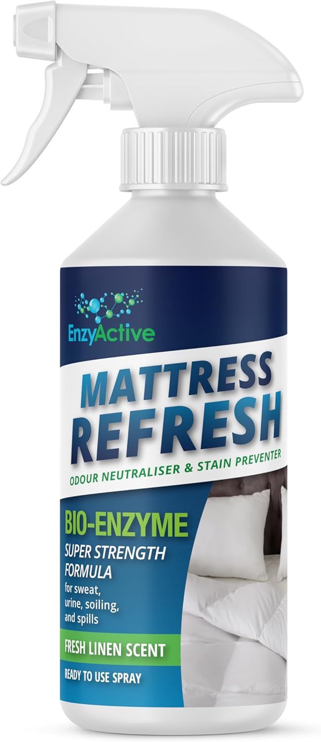EnzyActive Mattress ReFresh Odouriser Spray, 500ml - Incontinence & Bedwetting, Stain Preventer, Strong Odour Neutraliser, Upholstery, Fabrics, Mattress Freshener & Bedding Odour Spray -with Enzyme