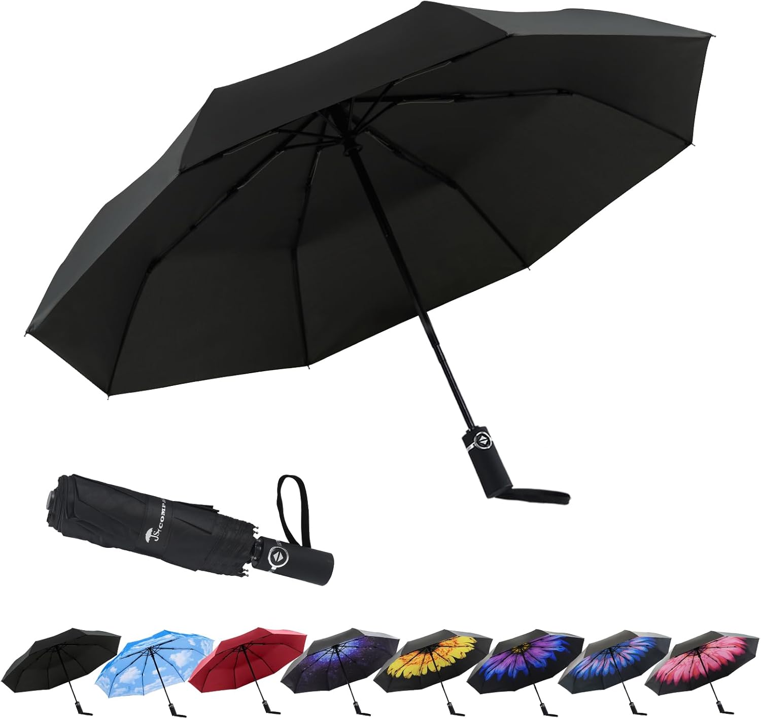 SY COMPACT Automatic Windproof Umbrellas Strong Umbrella in Rain and Sun for Women and Men