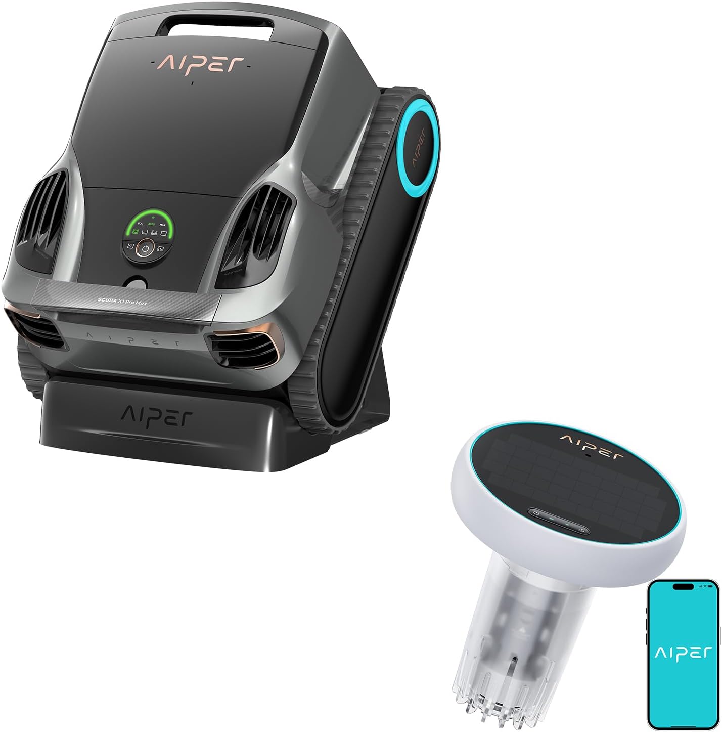 Aiper Scuba X1 Pro Max All-in-One Pool Cleaning Robot with HydroComm Pure, Underwater Comm, Pool Mapping, 8500 GPH Power, TVC Engine, Smart Surface Parking, Pool Vacuum for All Inground Pools