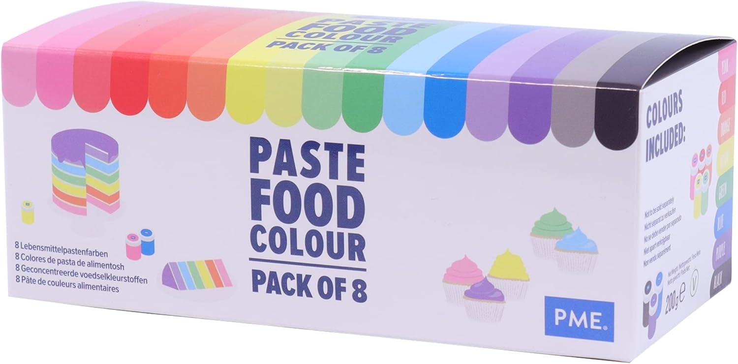 PME Paste Food Colour - Set of 8 (200g)