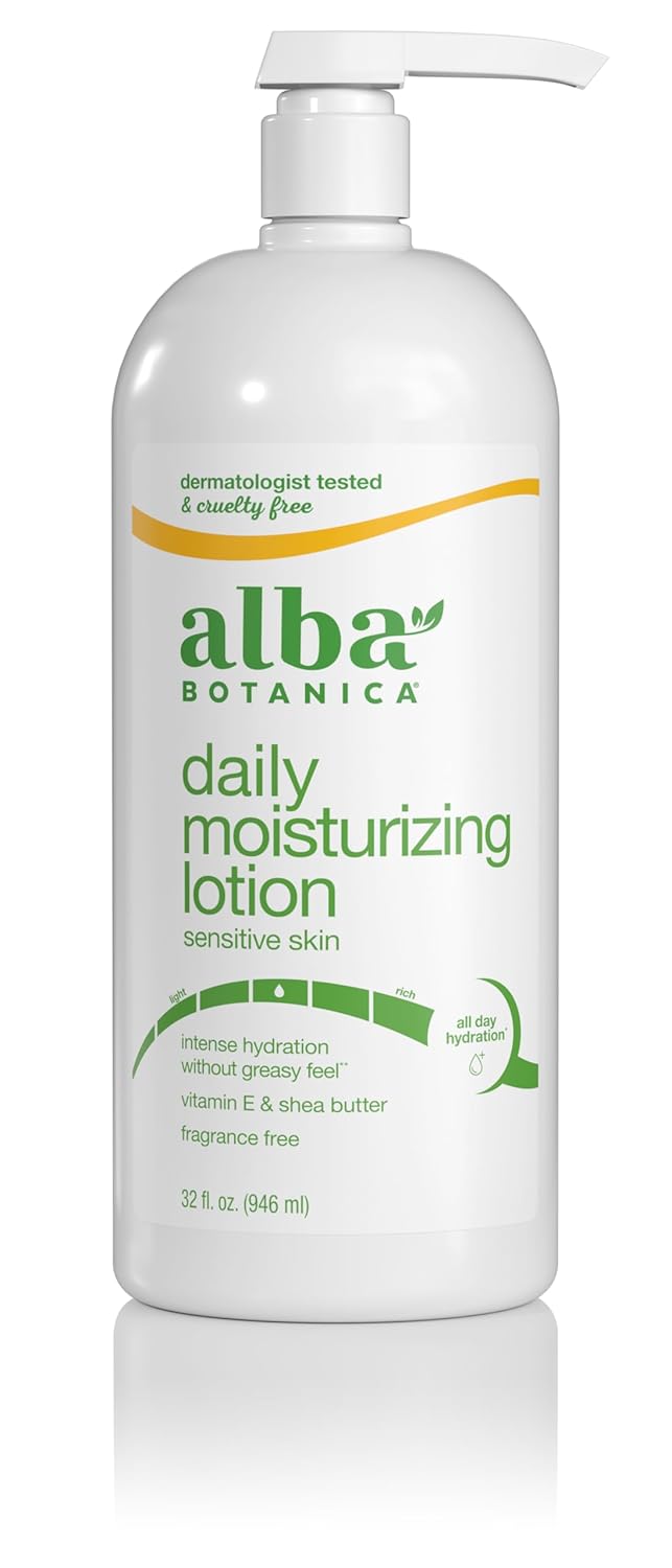 Alba Botanica Daily Moisturizing Lotion, Sensitive Skin, Fragrance Free, 32 Oz (Packaging May Vary)