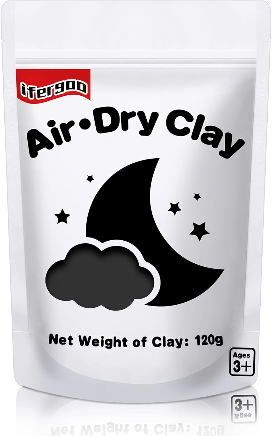 iFergoo Air Dry Clay, Ultra Light Modeling Clay, Magic Clay DIY Creative Modeling Dough, Kids Gifts for Girls Boys (Black Clay)