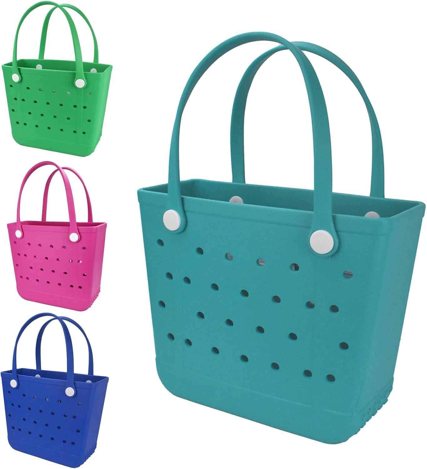 Medium Beach Bag, Waterproof Rubber Beach Bag, Washable Open Tote Bag Durable Tote Travel Bags for Outdoor Sport