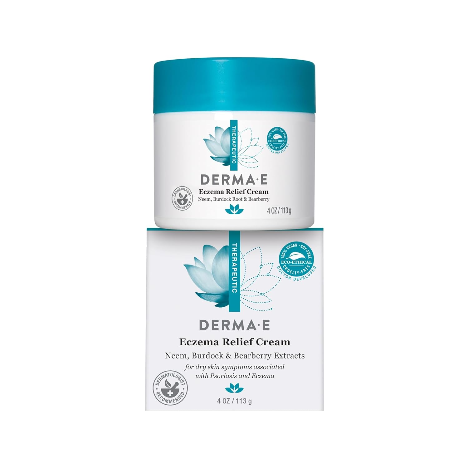 DERMA E Psorzema Cream, Natural Relief for Scaling, Flaking, and Itching, 4 Oz