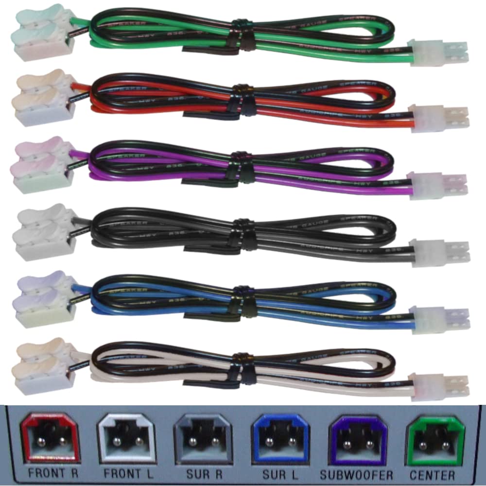 6 Home Theater Speaker Cables for Sony Samsung Etc / 4.2mm Connectors/Includes Tool-Free Wire Crimp Splices